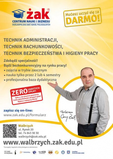 Technik Administracji, Technik Rachunkowości w Żaku za darmo !!!!