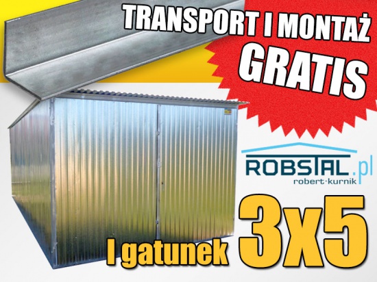 GRATIS TRANSPORT I MONTAŻ garaż blaszany I gatunek 3x5 ocynkowany