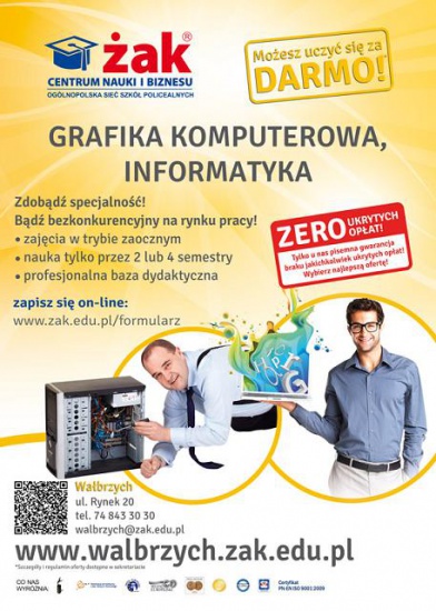 Zostań Grafikiem Komputerowym w rok czasu w szkole Żak!!