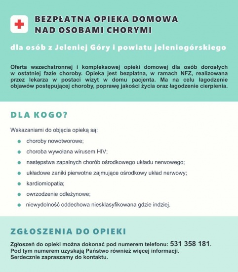 Darmowe hospicjum domowe w ramach NFZ - pow. jeleniogórski