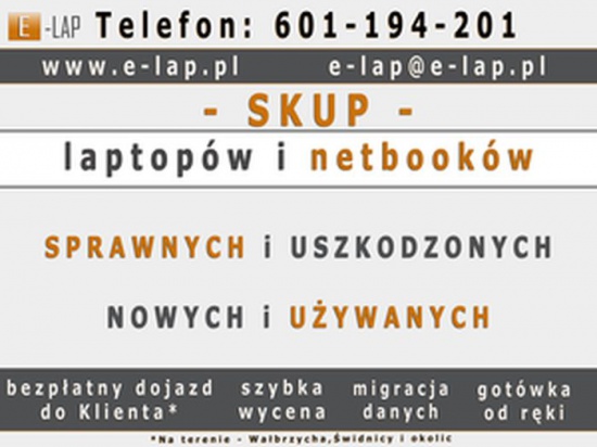 Skup używanych i uszkodzonych laptopów, notebooków Wałbrzych