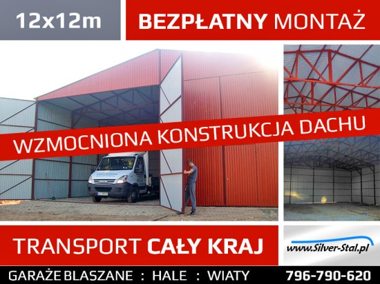 Garaż blaszany na maszyny rolnicze wiata hala magazyn 12x12 garaz