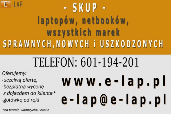Notebooki, laptopy skup w Wałbrzychu