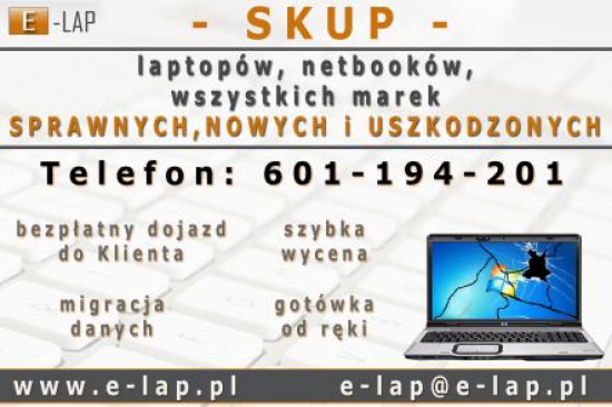 Skupujemy laptopy Dell, Lenovo, HP, Acer
